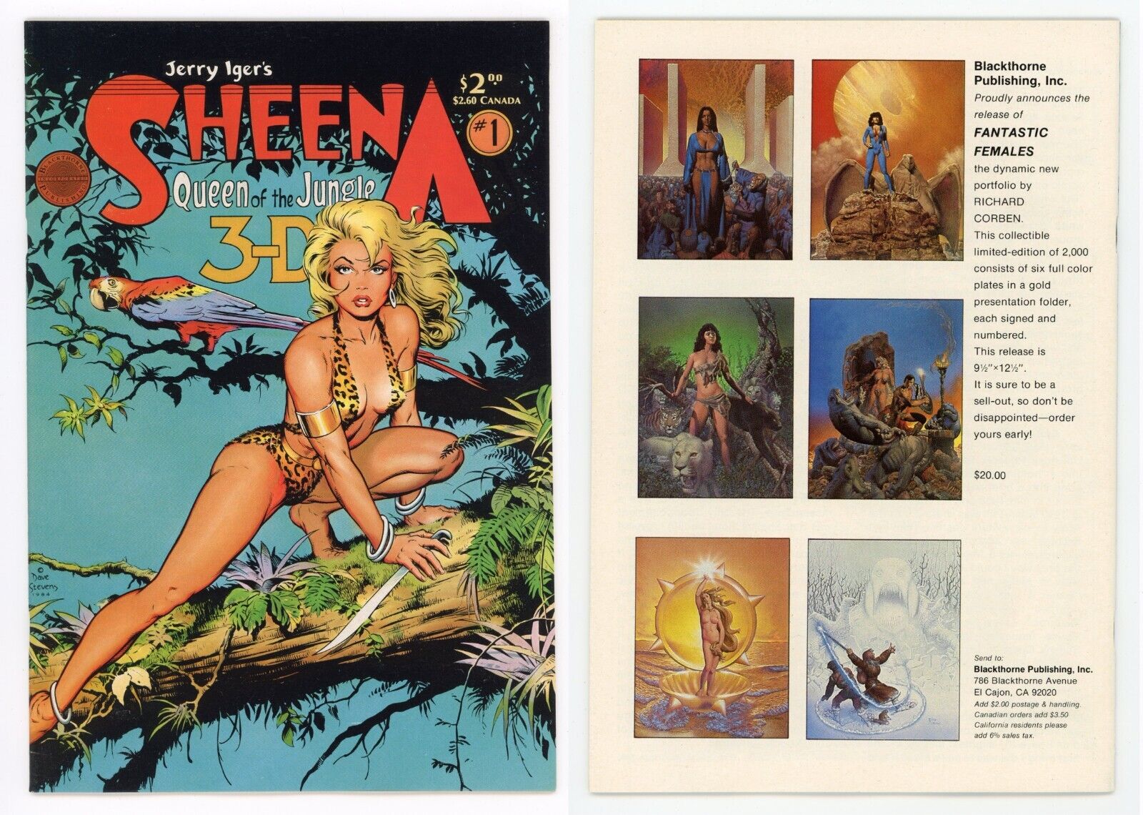 Sheena 3-D Special #1 NM- 9.2 Queen of the Jungle Dave Stevens 1985 Blackthorne