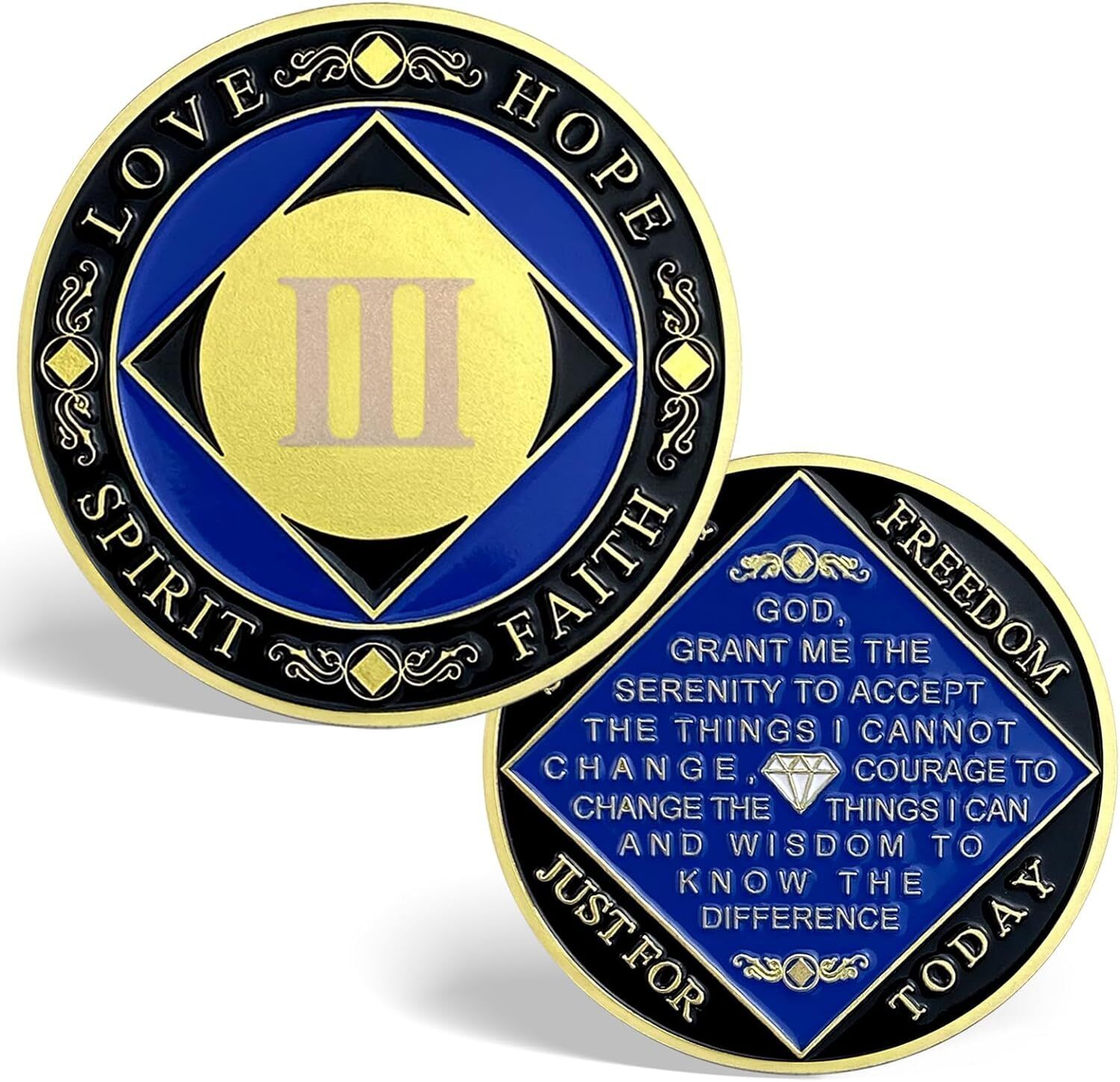 3 Year NA Medallions Recovery Chips Narcotics Anonymous Recovery Gifts Coin