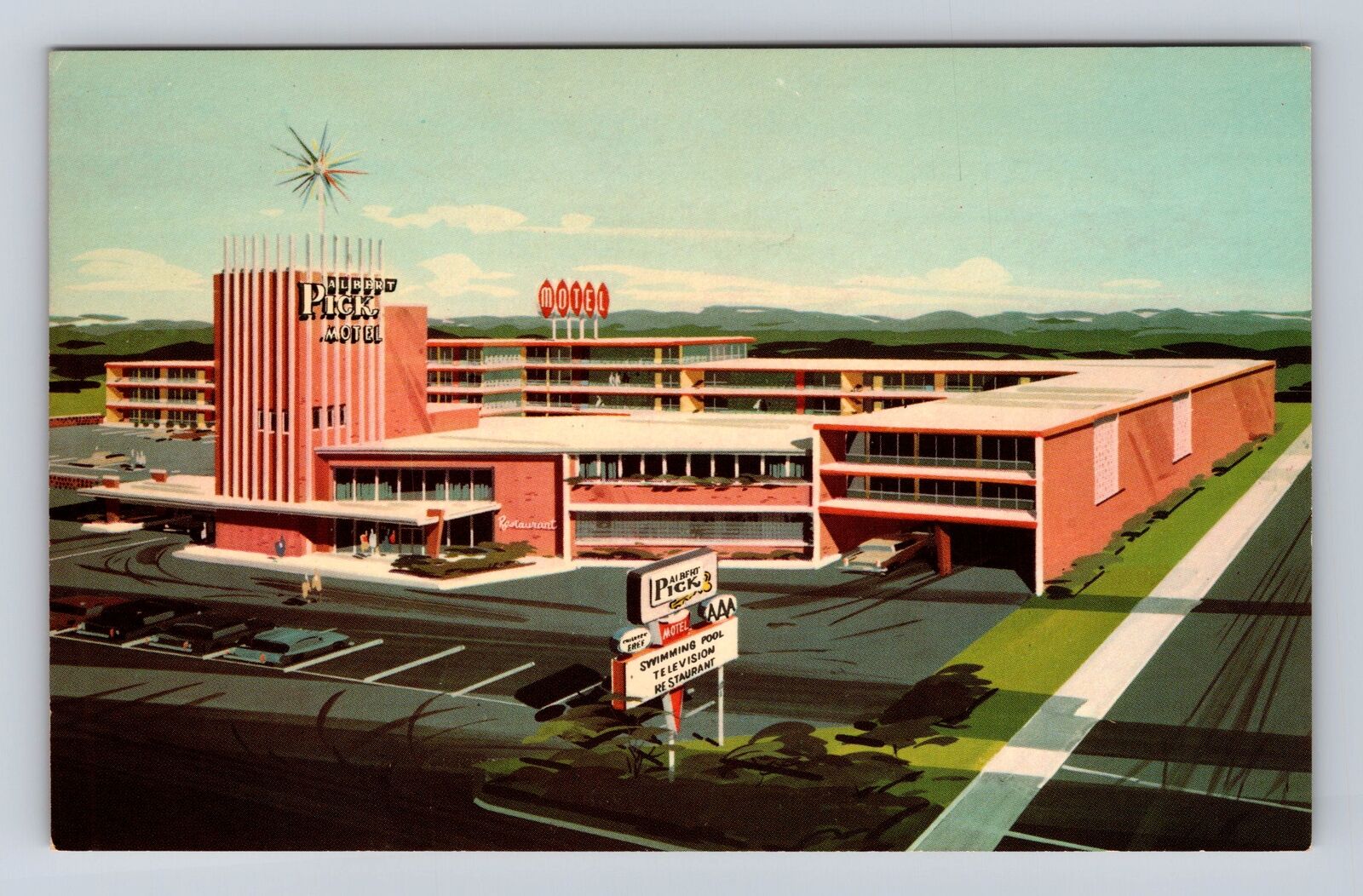 Louisville KY-Kentucky, Albert Pick Motel Advertising, Vintage Souvenir Postcard