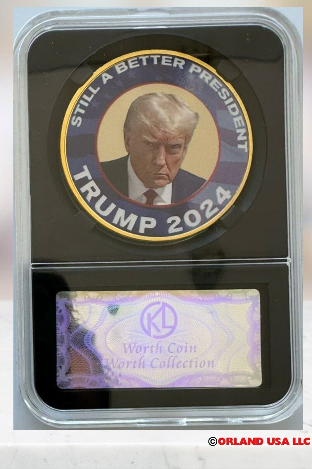 1PC President Donald Trump Mug Shot 2024 Commemorative Gold Plated Coin