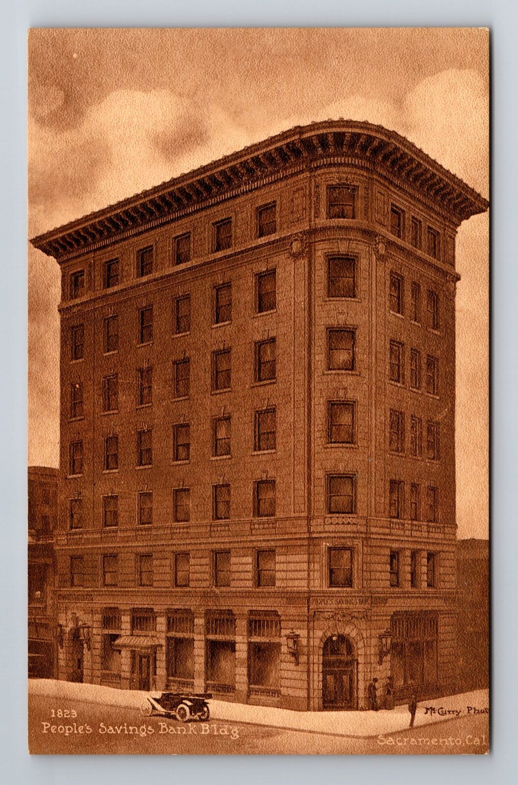 Sacramento CA-California, Peoples Savings Bank Building, Vintage Postcard