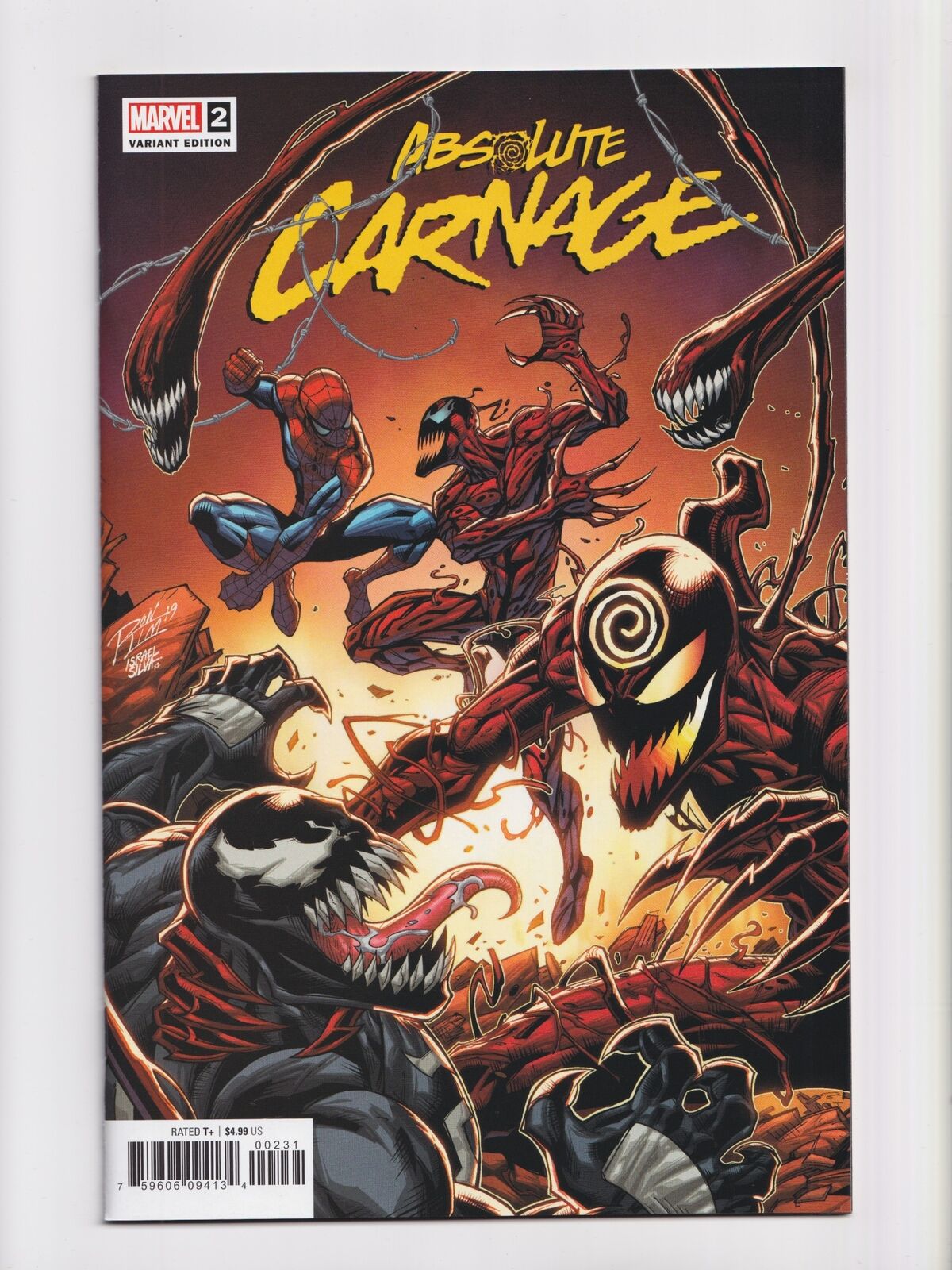 Absolute Carnage #2 Marvel 2019 Spider-Man Venom Variant Cover Comic Book NM+