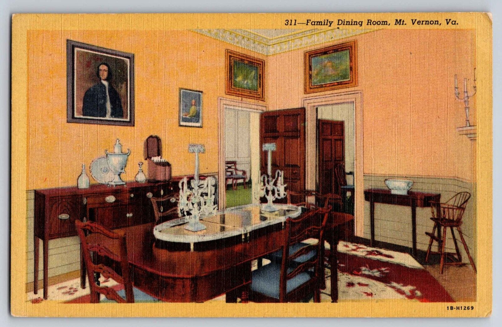 Family Dining Room Mount Vernon Virginia Unp/Linen Teich Postcard E 2