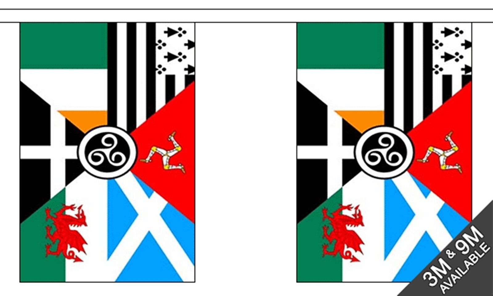 CELTIC NATIONS BUNTING 9 metres 30 flags Polyester flag