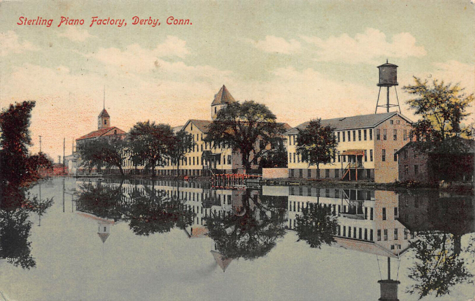 Sterling Piano Factory, Derby, Connecticut, Early Postcard, Used in 1910