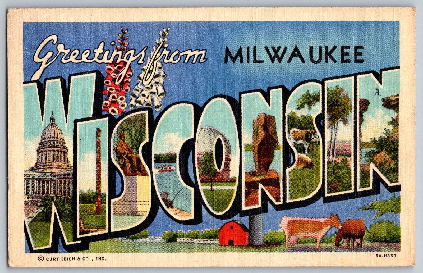 Milwaukee, Wisconsin WI - Large Letters - Greetings - Vintage Postcard - Posted