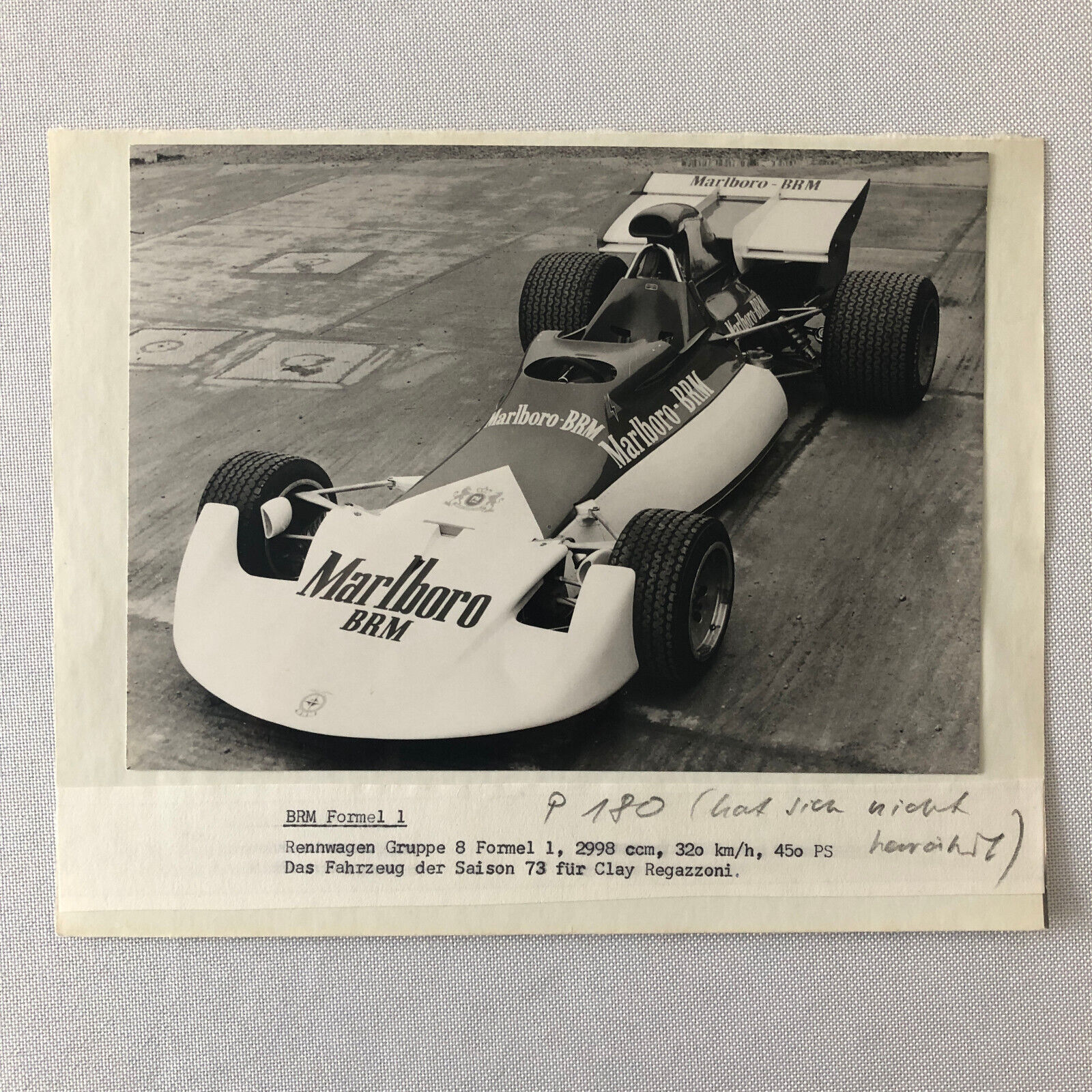 Vintage Racing Photo Photograph BRM P180 Car Clay Regazzoni 1973