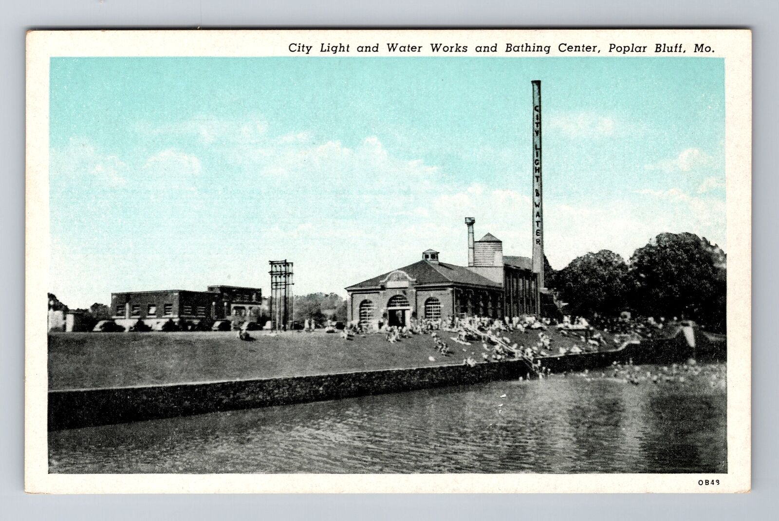 Poplar Bluff MO-Missouri, City Light, Water, Bathing Center, Vintage Postcard