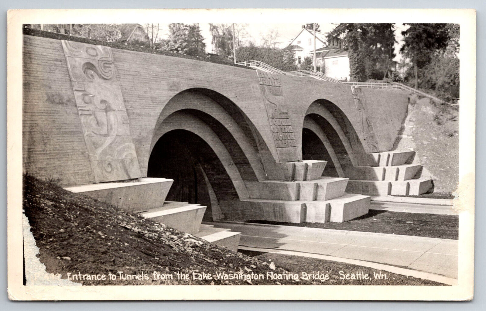 Vintage Postcard WA Seattle RPPC Tunnels Entrance from Lake Washington -12748