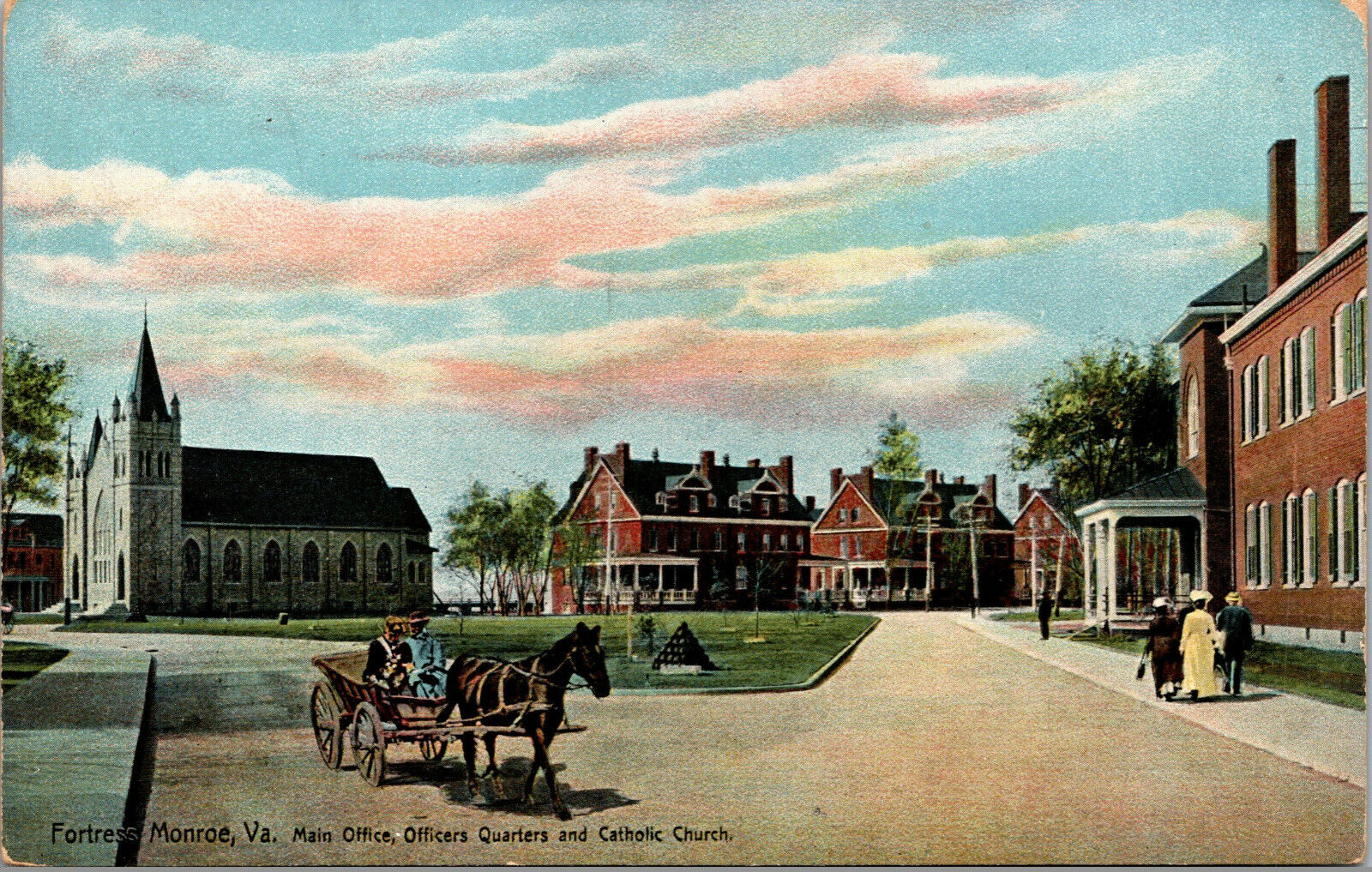Vtg 1910s Fortress Monroe Main Office Officers Quarters Virginia VA Postcard