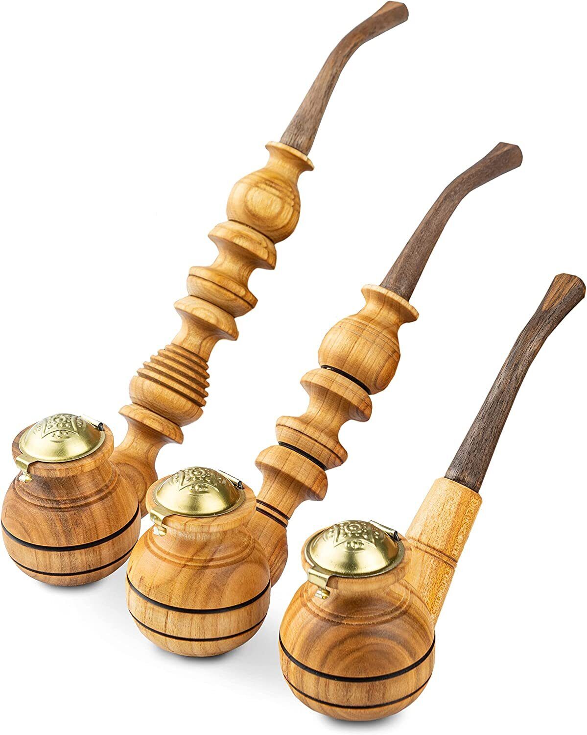 Dr. Watson - Wooden Tobacco Pipes, Set of 3, Classic, Handmade from Natural Wood