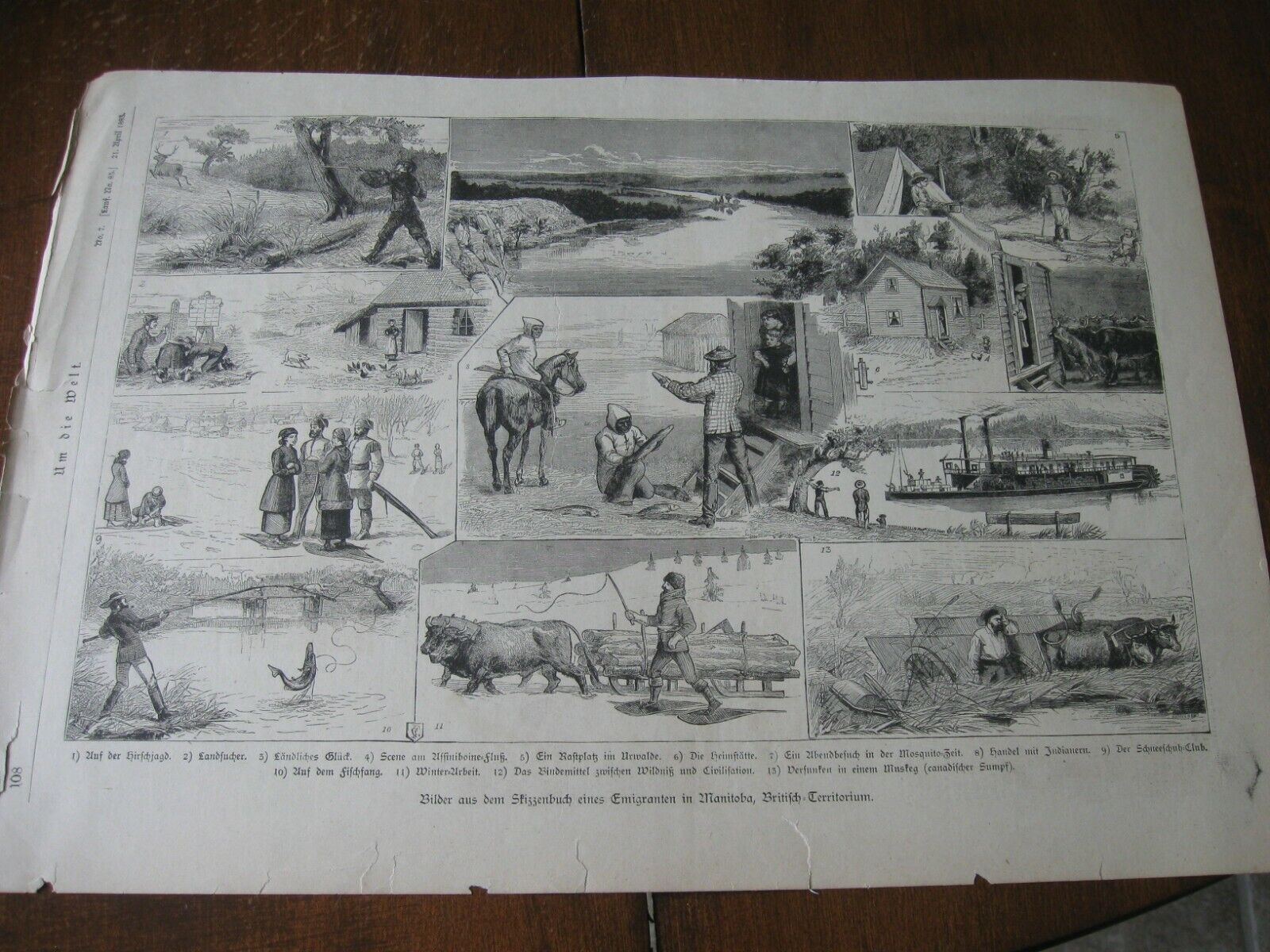 1884 Art Print ENGRAVING - EMIGRANTS in MANITOBA BRITISH TERRITORY CANADA ZooM