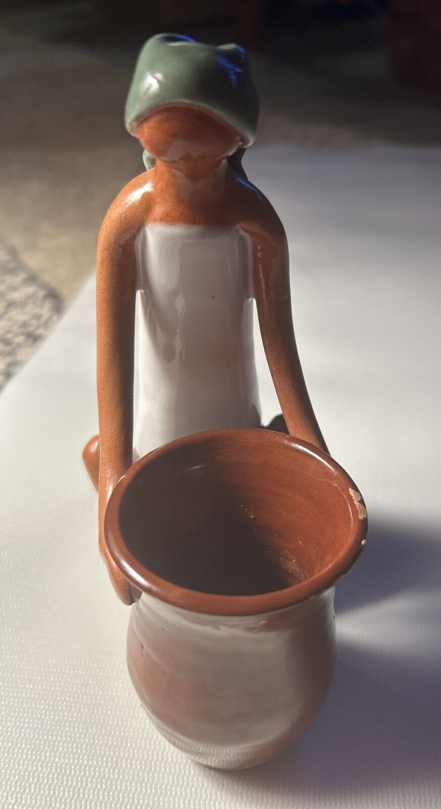 Artesania Lime’ Made In Dominican Republic Clay Faceless Figurine Small Vase