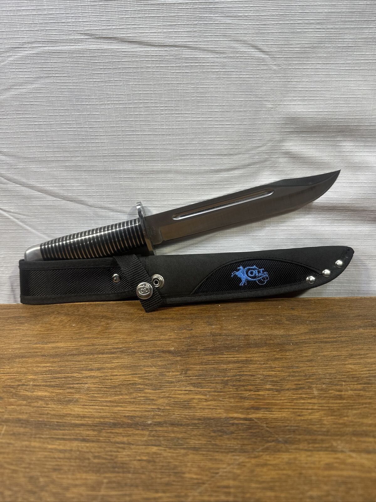 Colt CT 491 Black Beauty Military Fixed Blade Custom File work Knife & Sheath