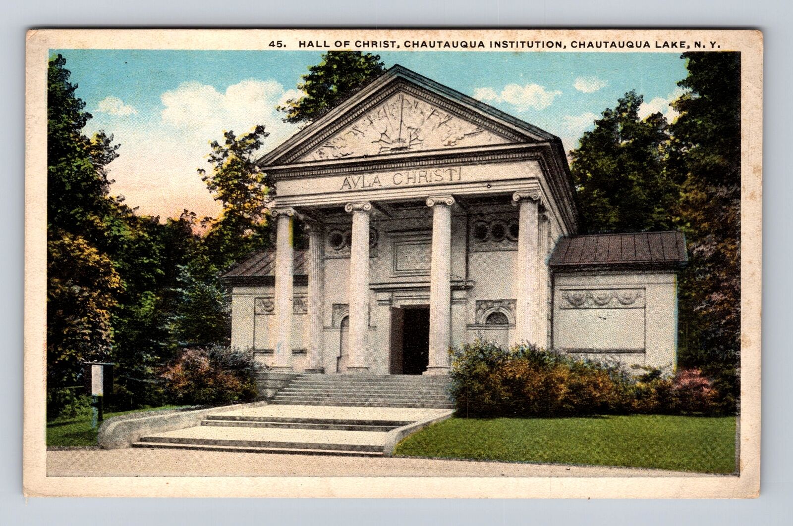Chautauqua Lake NY-New York, Chautauqua Institute Hall Christ, Vintage Postcard