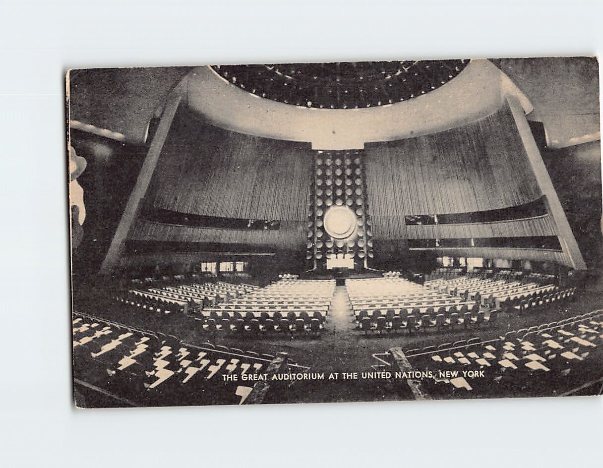 Postcard The Great Auditorium at United Nations New York City New York USA