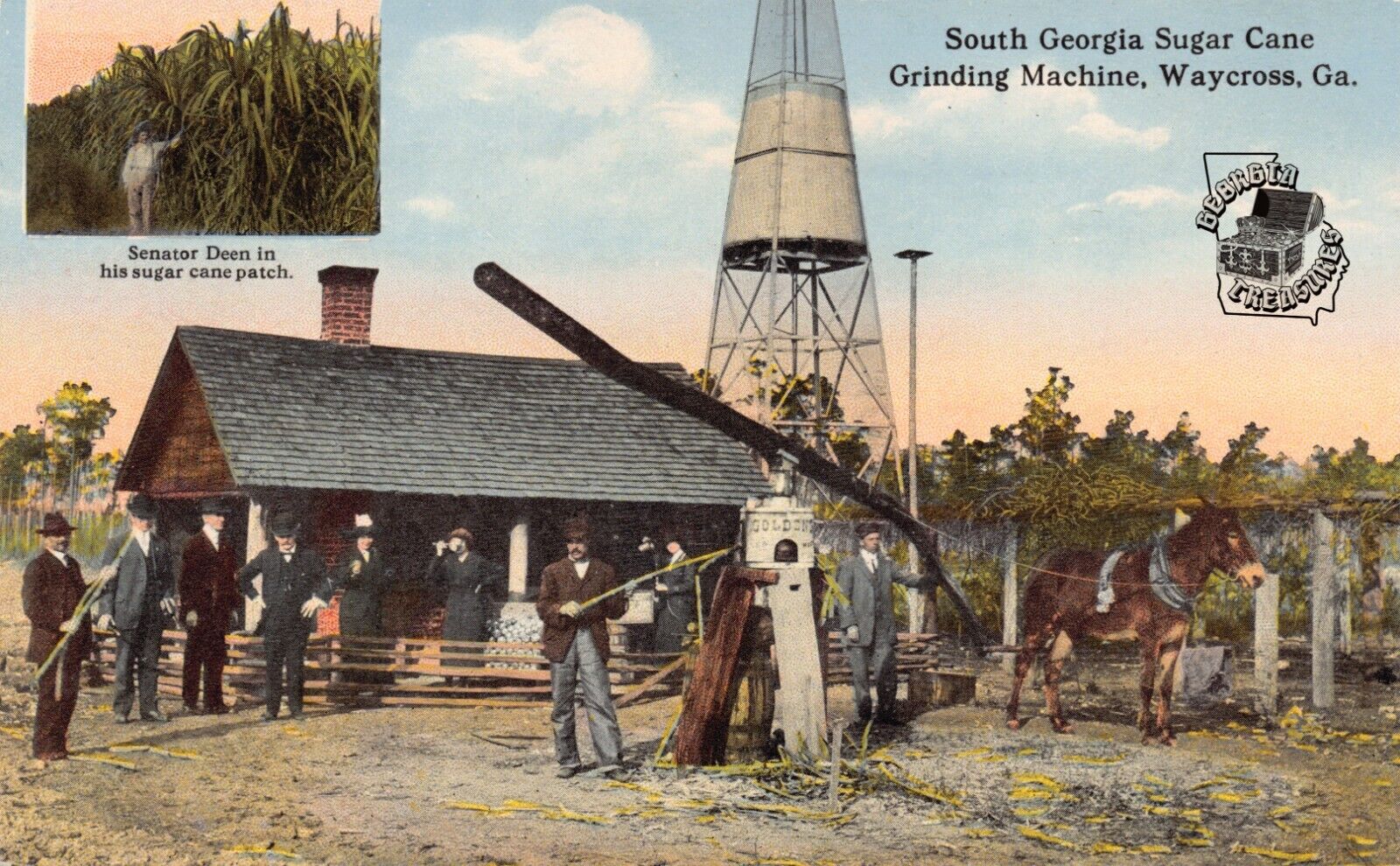 GA~GEORGIA~WAYCROSS~SOUTH GEORGIA SUGAR CANE GRINDING MACHINE~C.1910