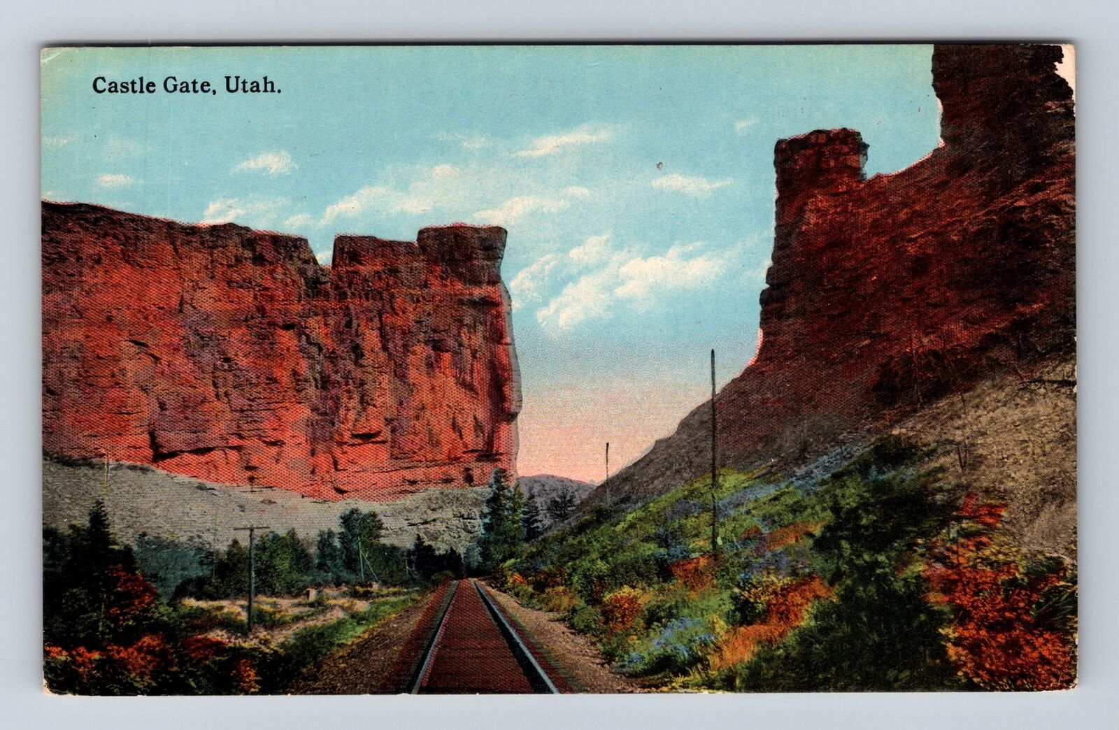 UT-Utah, Castle Gate, Antique, Vintage Souvenir Postcard