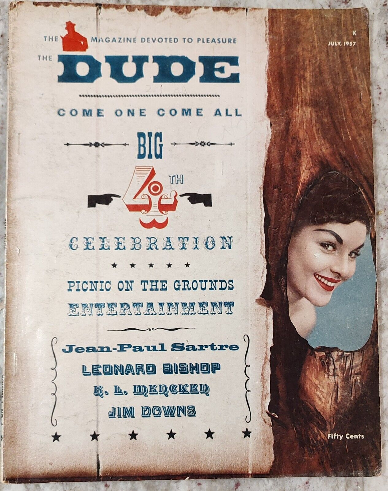 Vintage Magazine Dud e July 1957 Jean Paul Sartre Leonard Bishop Pulp