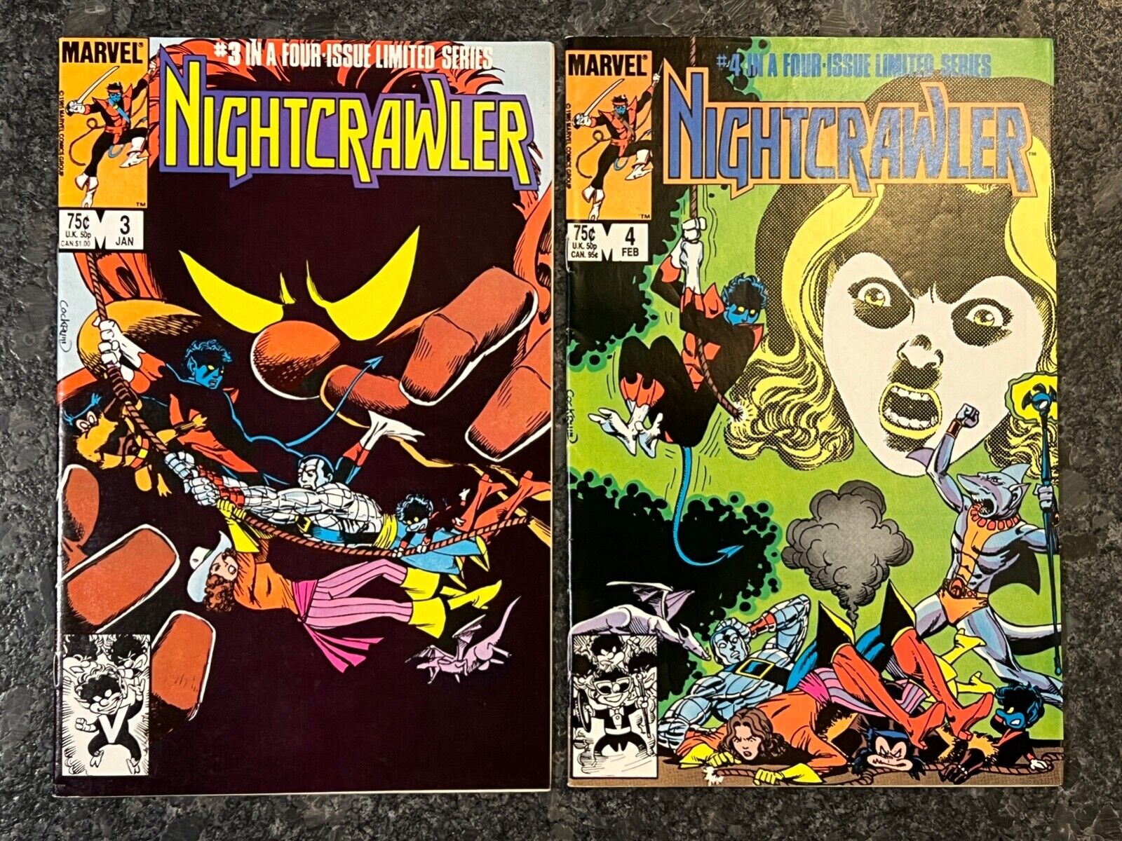 Nightcrawler, Vol. 1 #3A,4A (1986, Marvel Comics) Lot x2