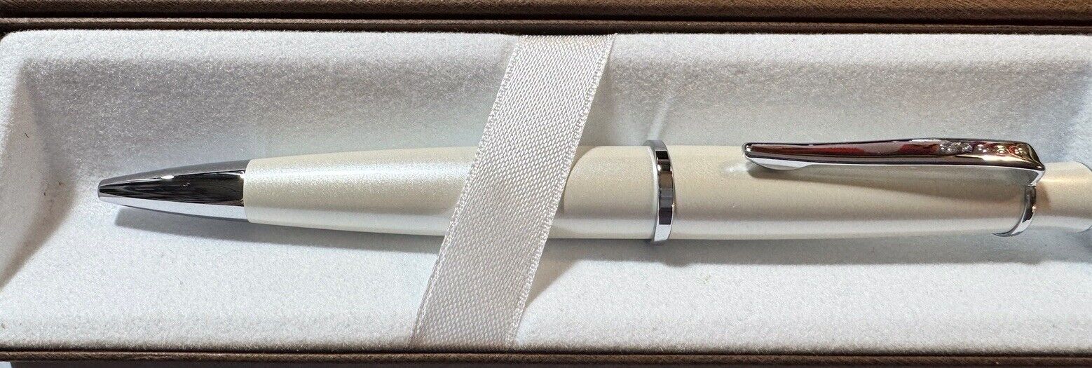 CROSS Dahlia Pearlescent White Executive Style Ballpoint Pen with Gift Box
