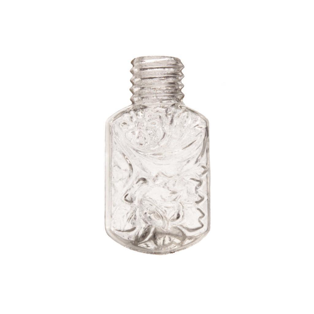 Vintage Czech miniature molded floral clear glass perfume scent bottle 29mm
