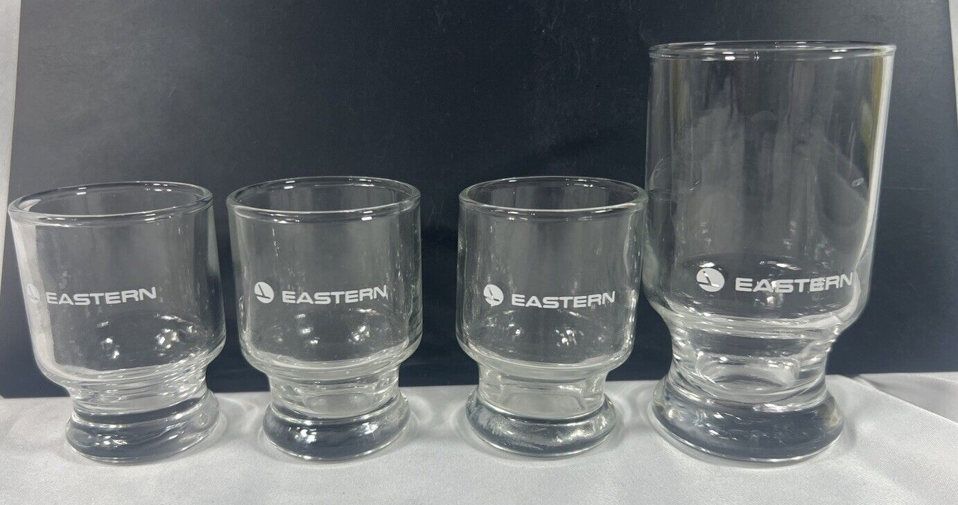 Set Of 3 Original Vintage EASTERN AIRLINES Shot Glasses And One Juice Glass