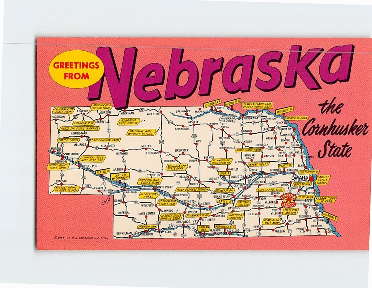 Postcard the Cornhusker State Greetings From Nebraska USA