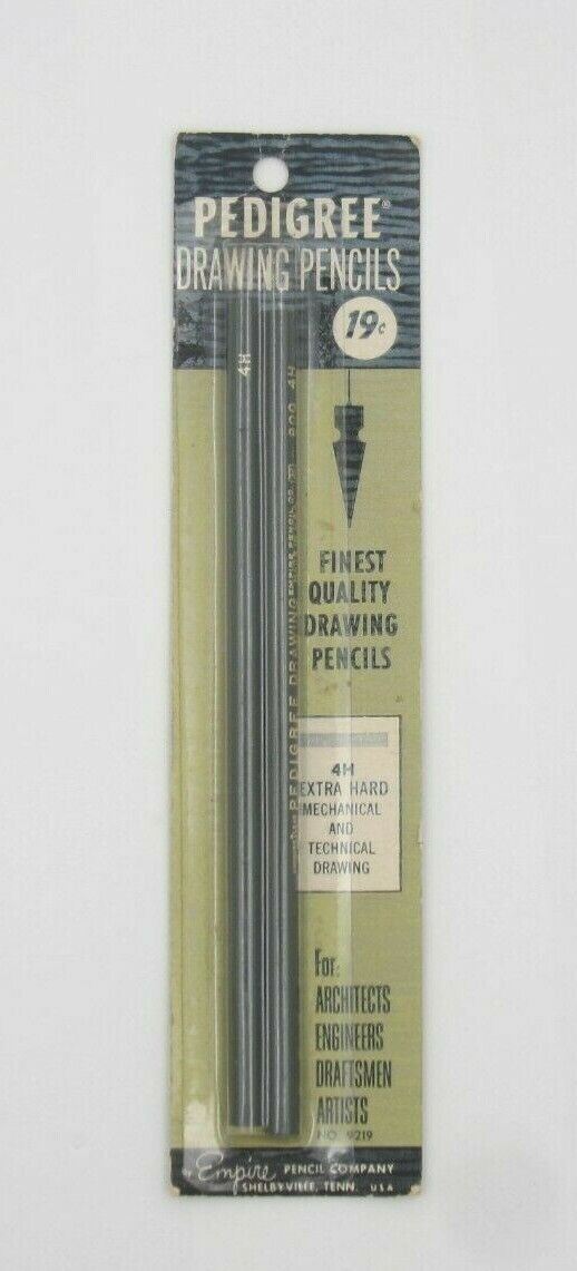 Vintage New Old Stock Pedigree Empire Technical Drawing 4H Extra Hard Pencils
