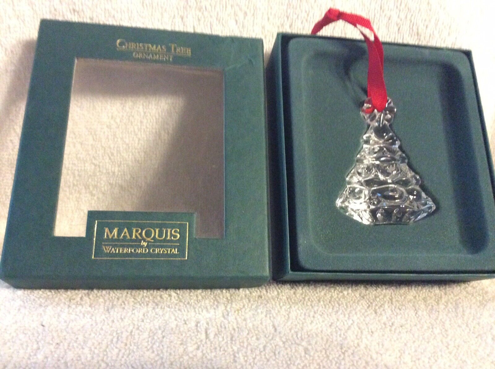 Beautiful VTG Marquis Waterford Crystal Christmas Tree Ornament In Original Box