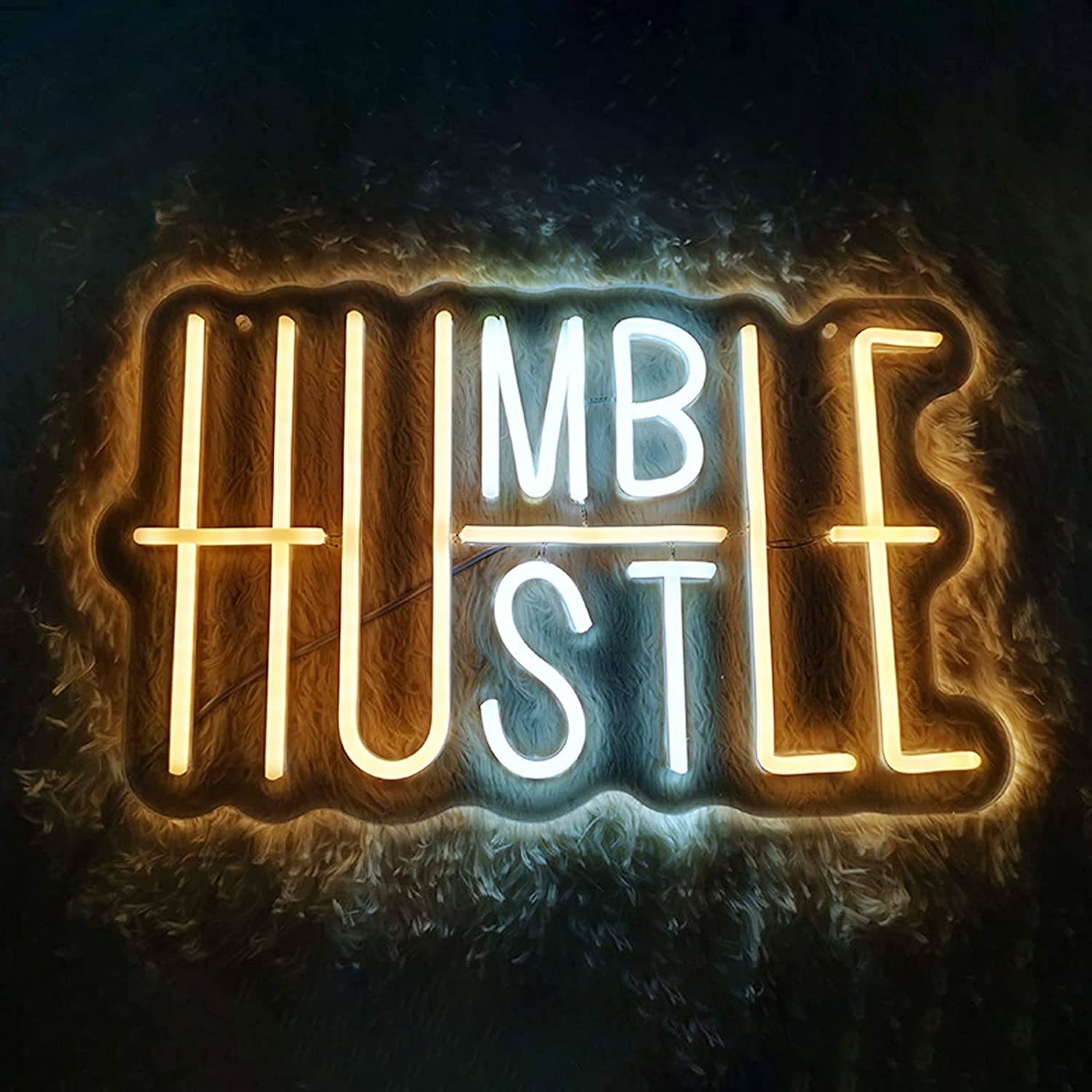  15.75''x9.84'' Hustle Humble LED Neon Sign Light Wall Decor Acrylic Background 