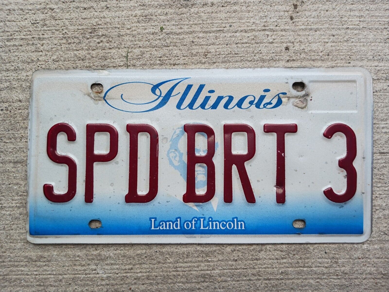 2009 Illinois IL Vanity Personalized License Plate SPD BRT 3
