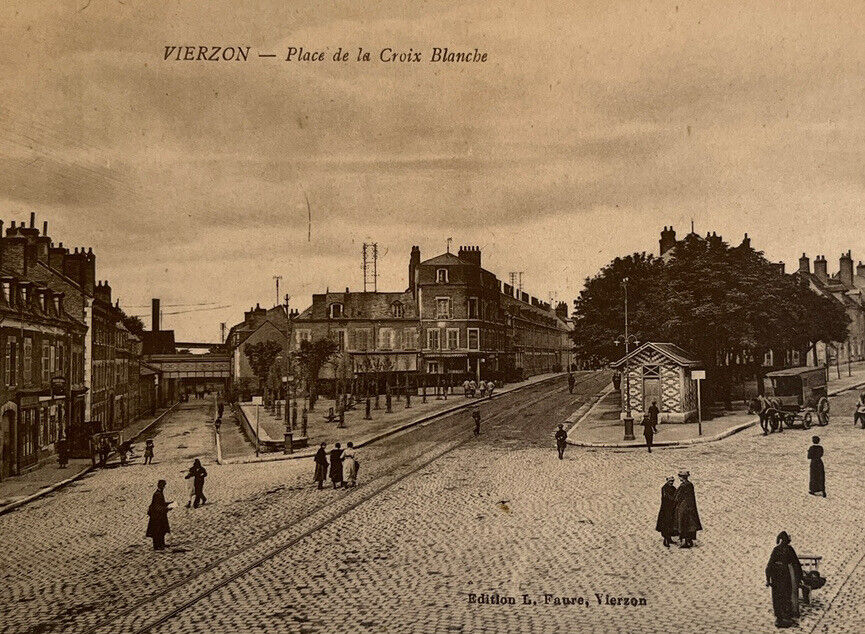 Antique Early 1900s Litho Postcard Carte Postale Place de la Croix Blanche Paris