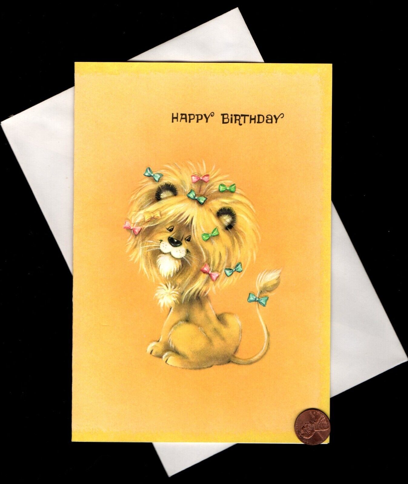 HTF VINTAGE Lion Mane Bowes Tail - EMBOSSED - CONGRATULATIONS - Greeting Card