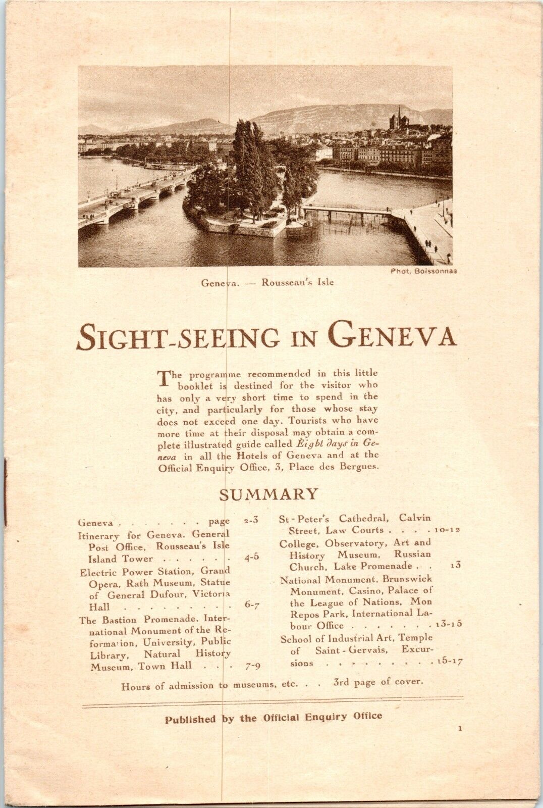 1920s Sight-seeing in Geneva flyer Switzerland