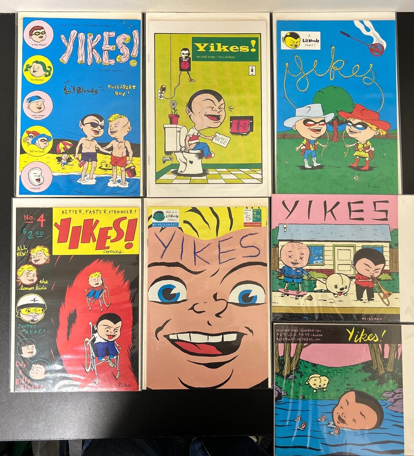 Yikes 8 Comic Book Lot (Issue 1-5 + Vol 1 & 2 ) Steven Weissman VTG 90s