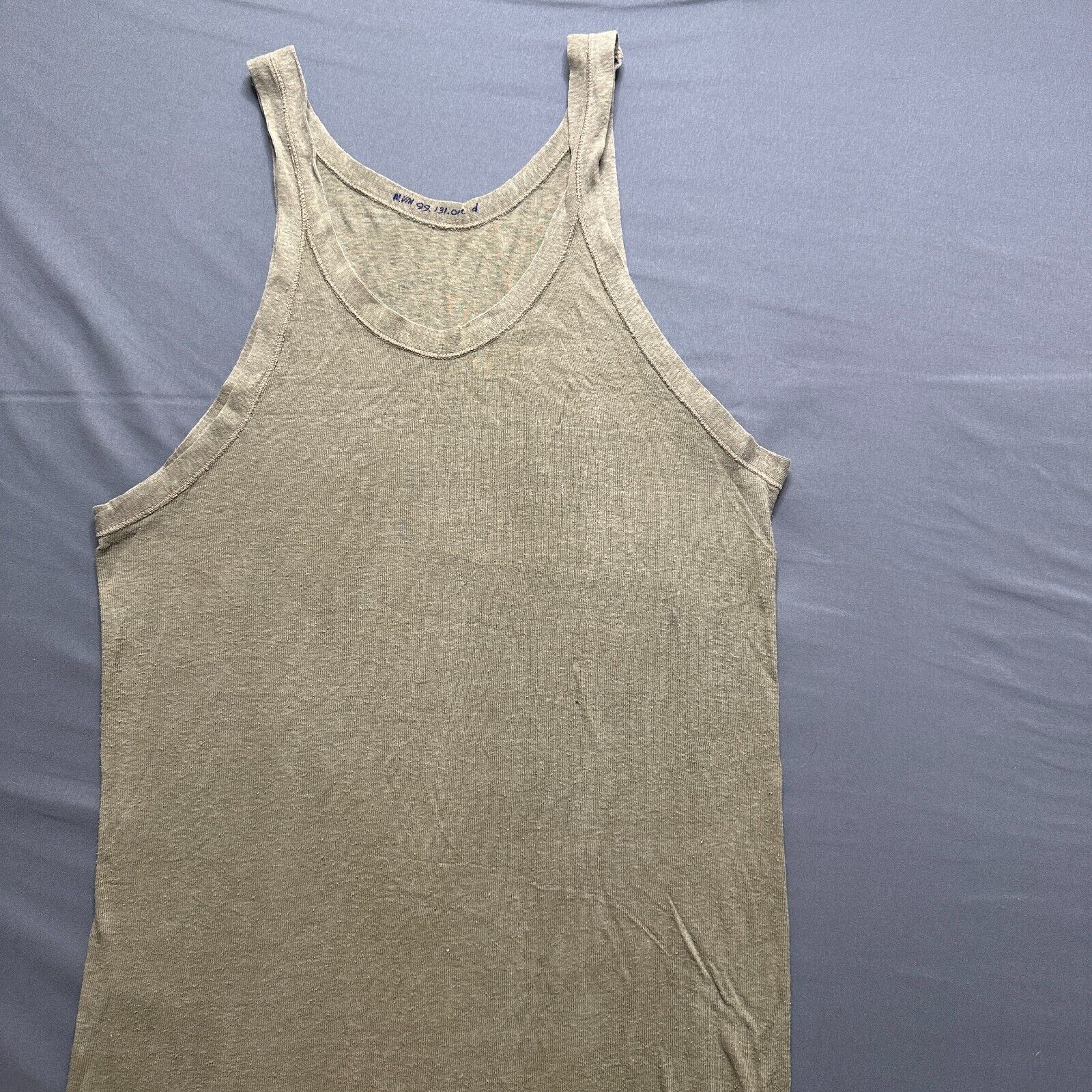 Vintage WW2 US Army Tank Top Mens M/L Olive Green Drab OG Cotton World War Two
