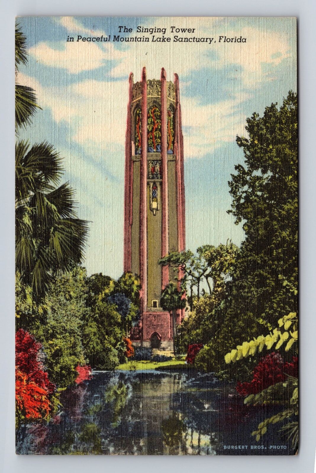 FL-Florida, Singing Tower, Peaceful Mountain Lake Sanctuary, Vintage Postcard