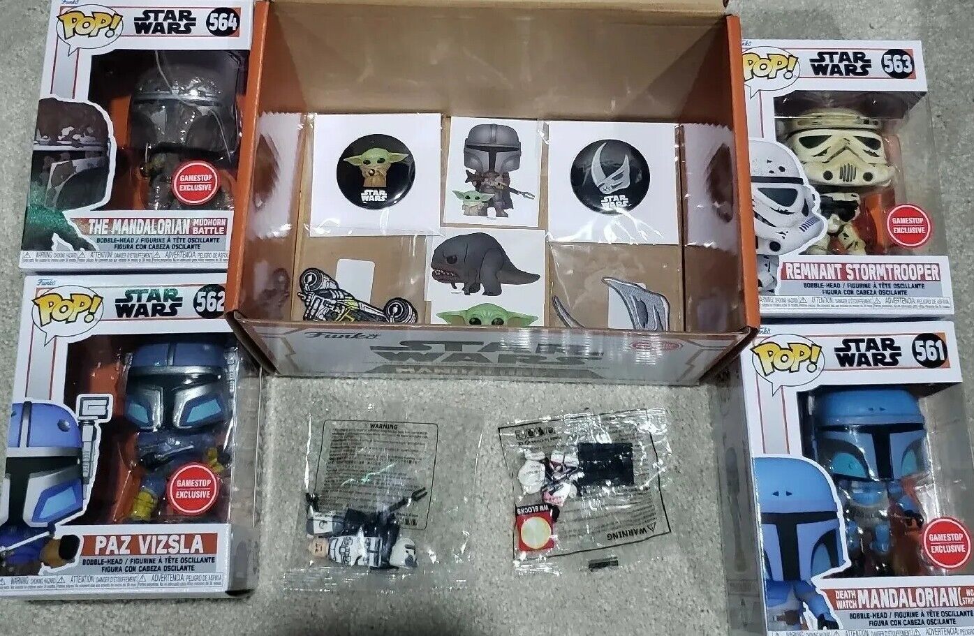 Star Wars Funko Pop The Mandalorian Complete Gamestop Box Set LOT 4x Rare Pops
