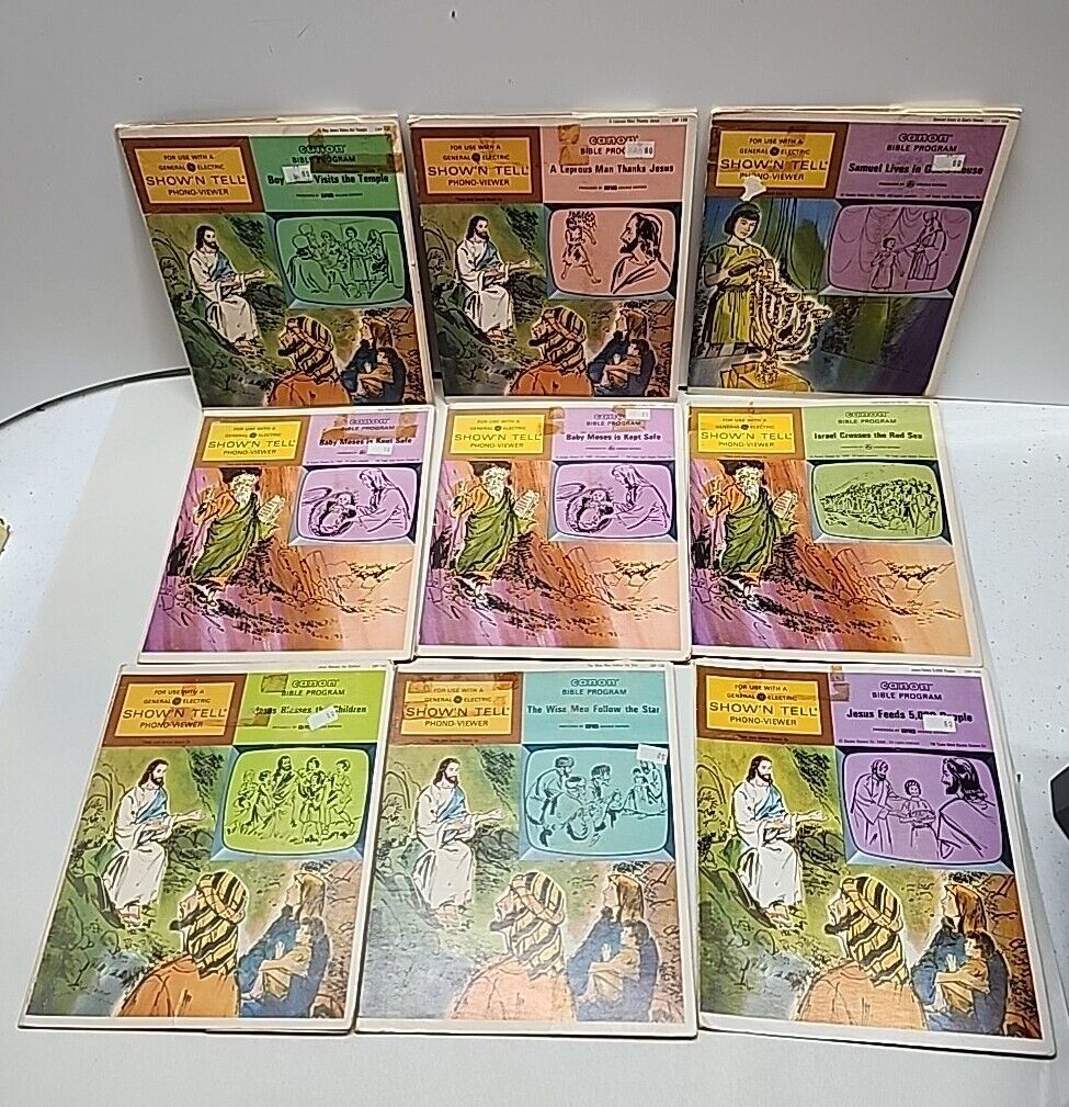 9 Vintage Show\'N Tell Phono Viewer Records Canon Bible Program
