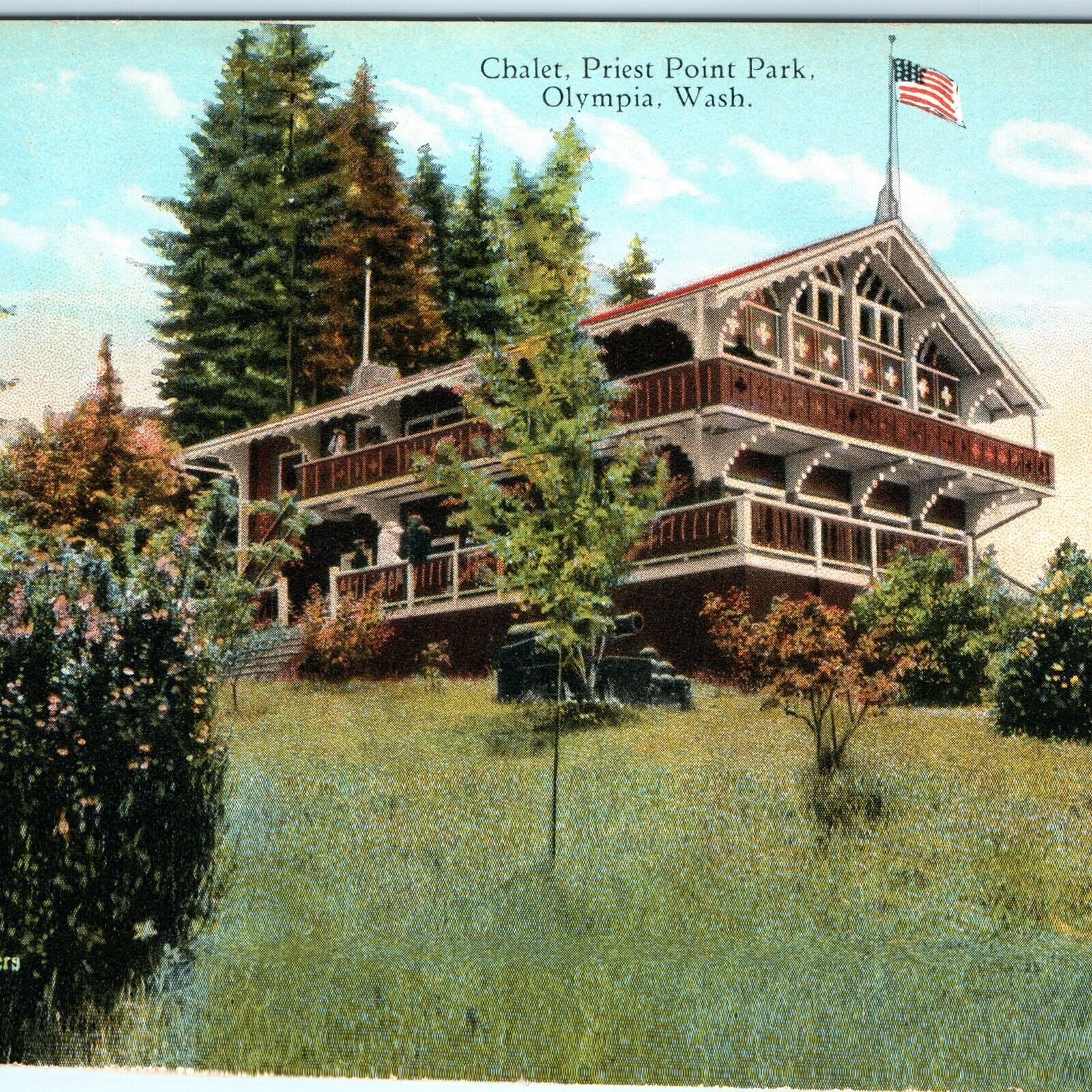c1920s Olympia, WA Chalet Priest Point Park Beautiful Photo Postcard Wash A119