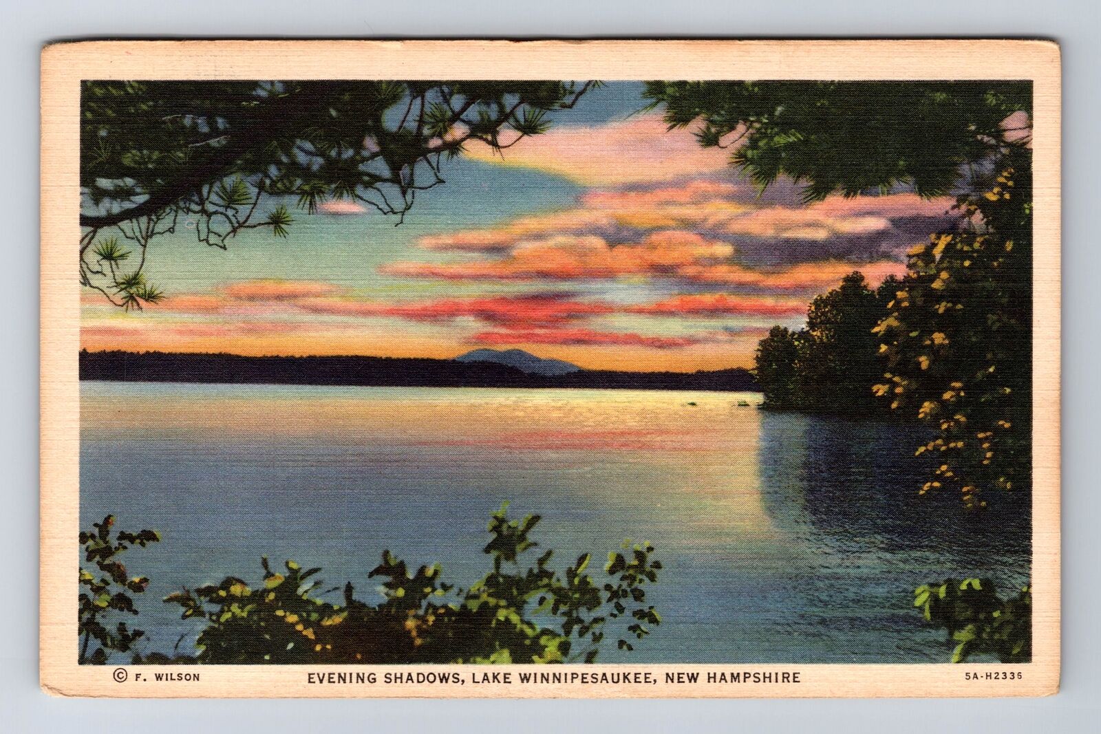 Lake Winnipesaukee NH-New Hampshire, Evening Shadows, Antique, Vintage Postcard