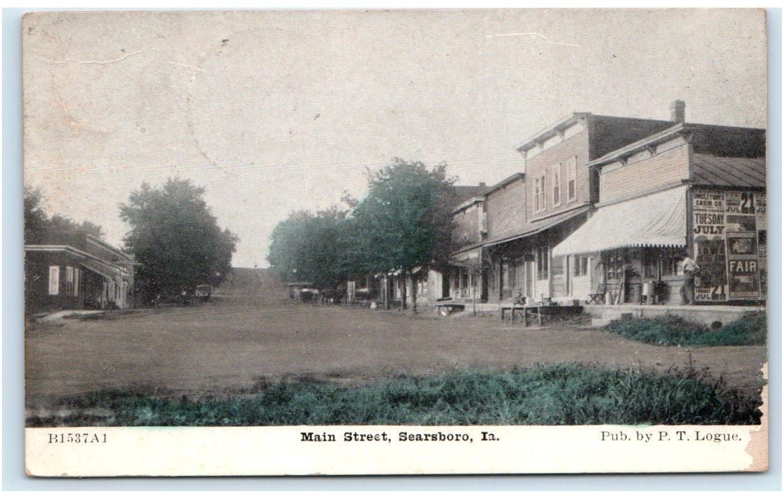SEARSBORO, IA Iowa ~  Main Street Scene FALSE FRONT Buildings 1909  Postcard