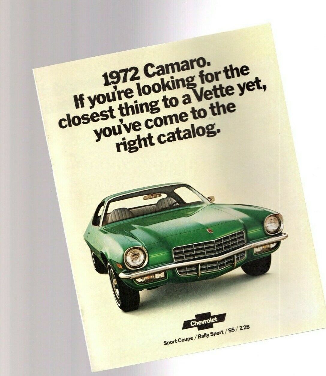 1972 Chevy CAMARO Sales Brochure / Catalog: Rally Sport, SS, Z28, SS-396, NOS