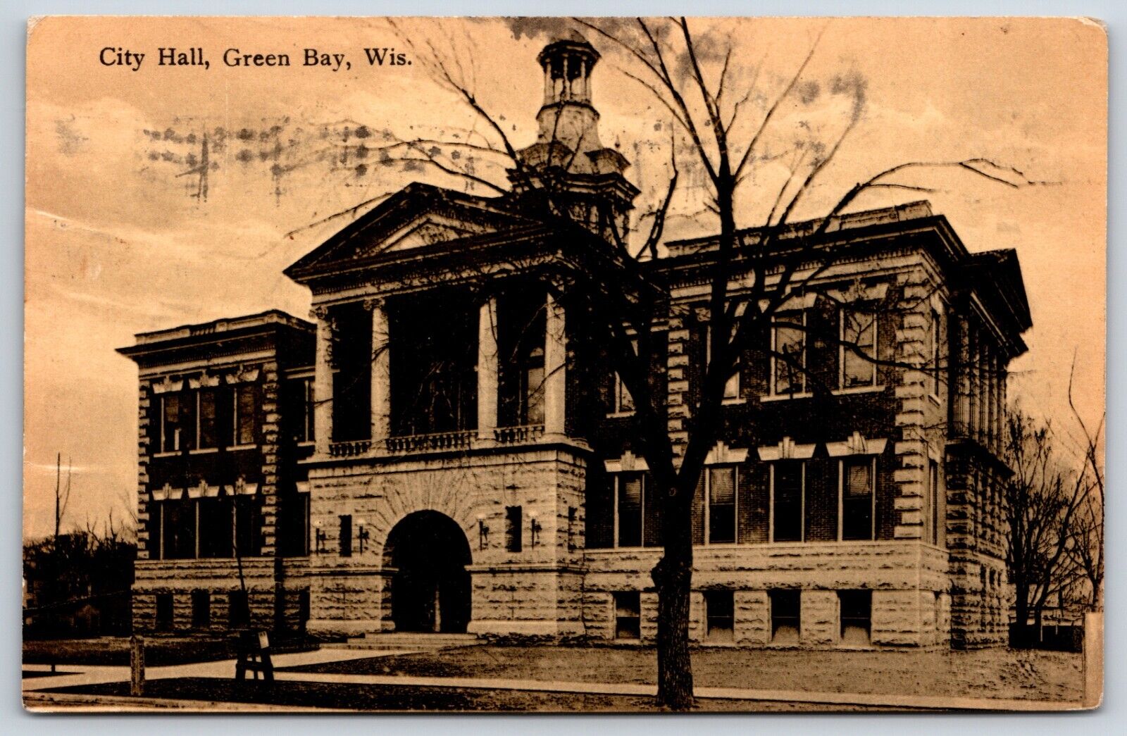 Postcard City Hall, Green Bay, Wisconsin Posted 1908