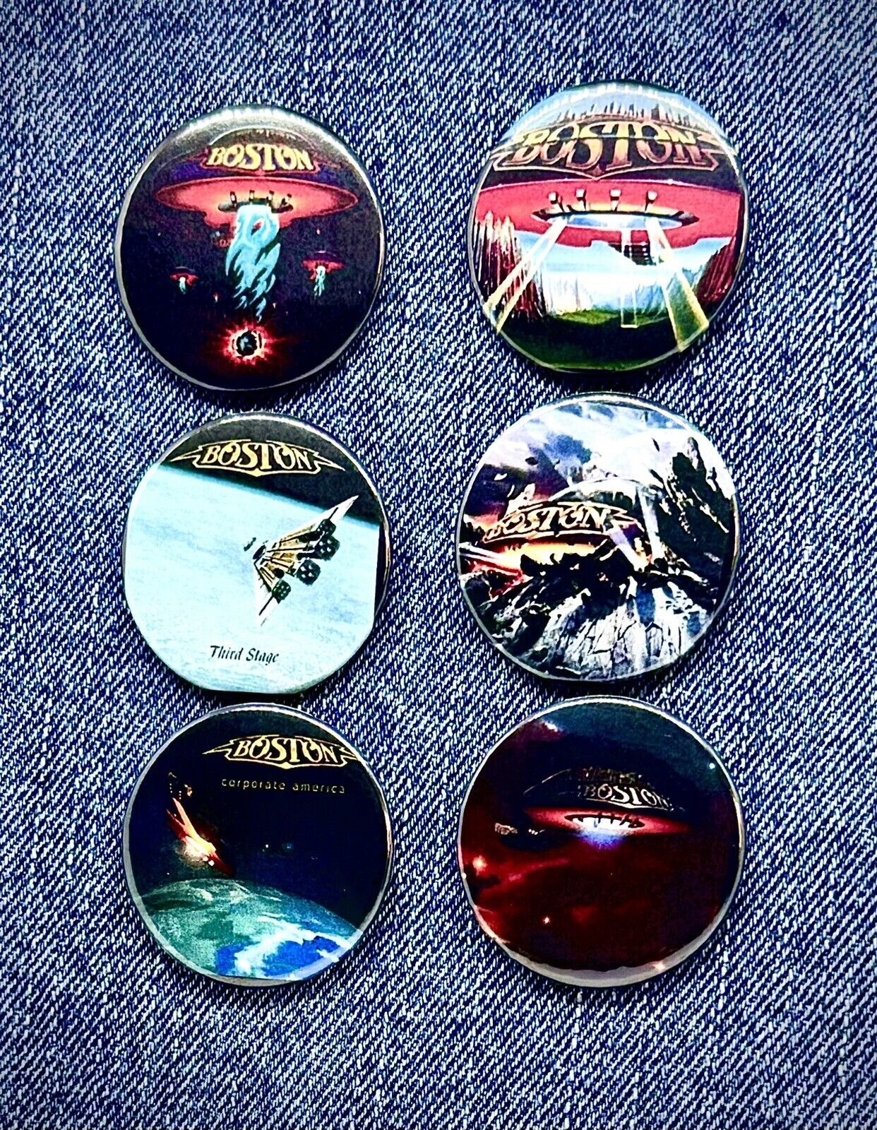 Boston “The First 5” Album Covers 1.5” Pin Back Buttons W/ Chase
