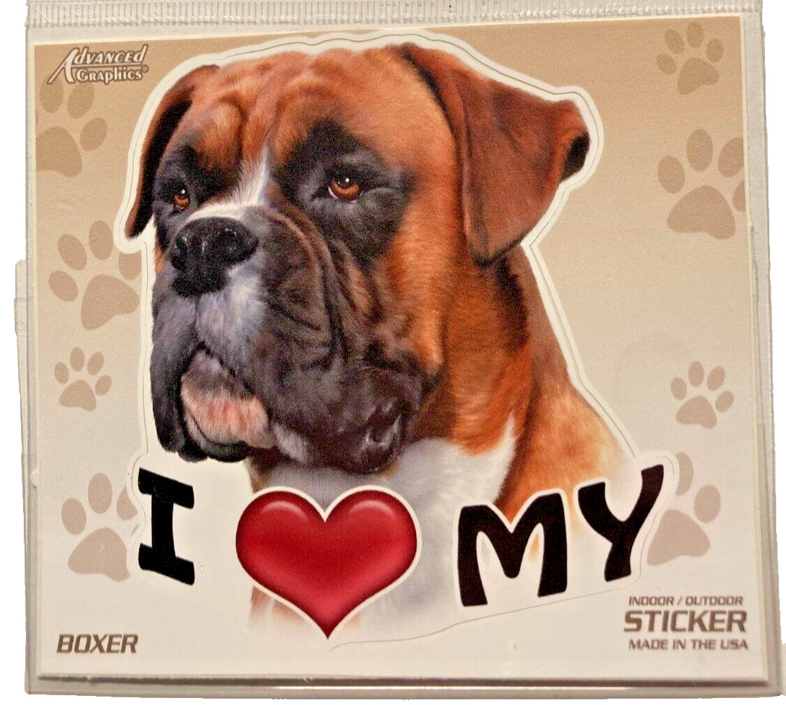 I Love My Boxer Dog Plastic Decal Sticker Indoor Outdoor Vehicle 4\