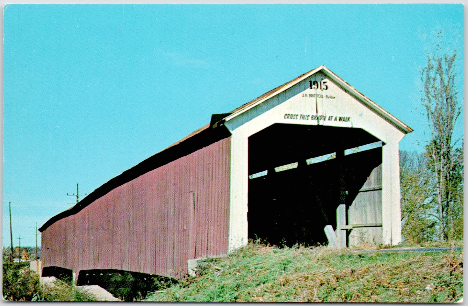 Parke County Indiana Jeffries Ford Covered Bridge Raccoon Creek Vintage Postcard