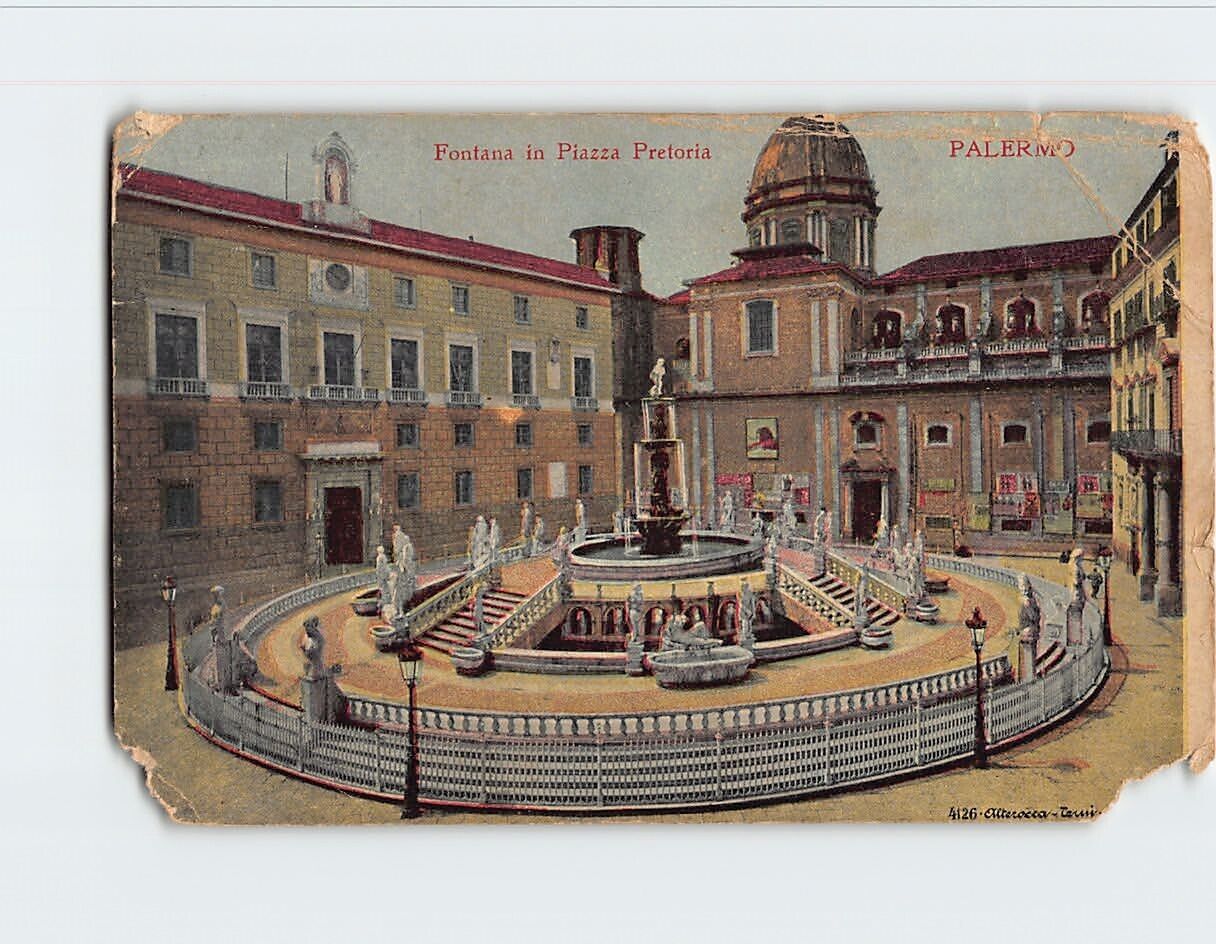 Postcard Fontana in Piazza Pretoria Palermo Sicily Italy