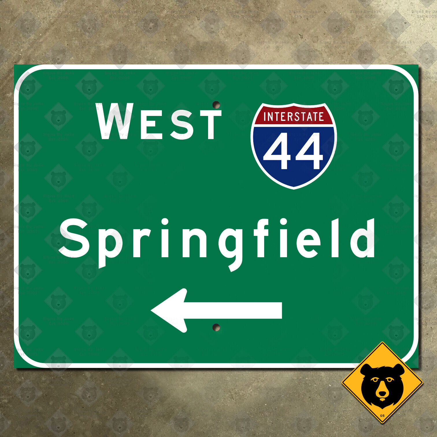 Missouri Interstate 44 west Springfield freeway highway road sign 12x9